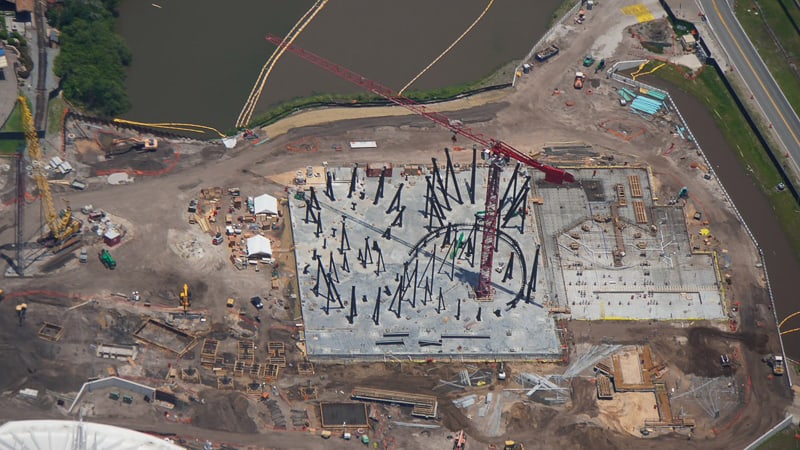 TRON Roller Coaster Construction Update May 2019 Side view of site