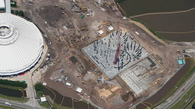 TRON Roller Coaster Construction Update May 2019 aerial
