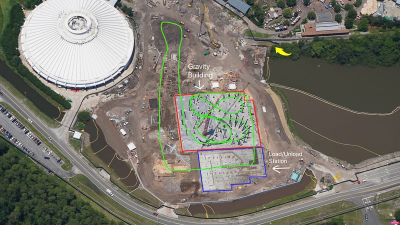 TRON Roller Coaster Construction Update May 2019 track outline