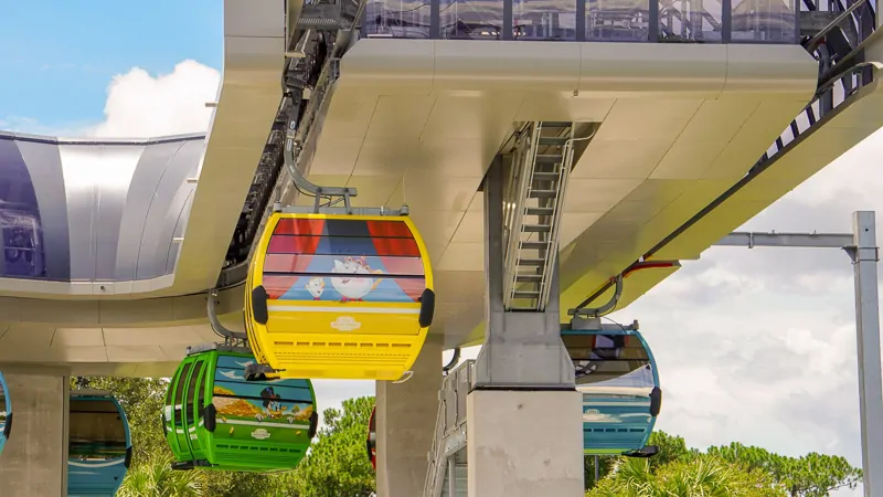 Disney Skyliner Gondola Construction Updates June passing through turn station