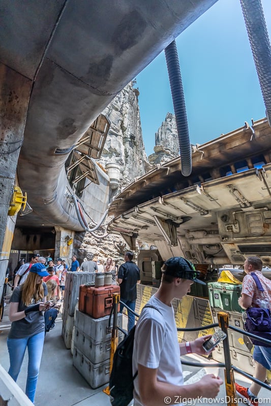 going through line Millennium Falcon Smuggler's Run Ride