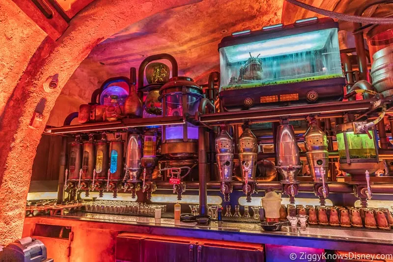 all the drink taps in Oga's Cantina Galaxy's Edge