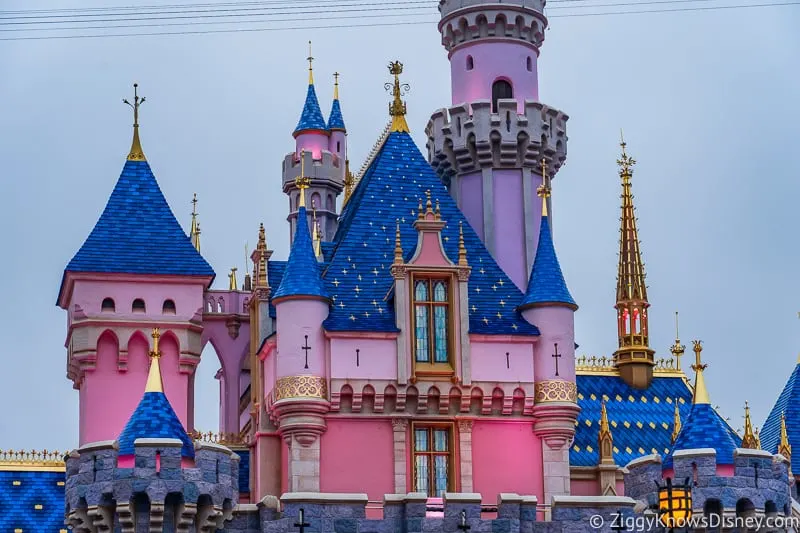 close up of windows in Sleeping Beauty Castle Disneyland