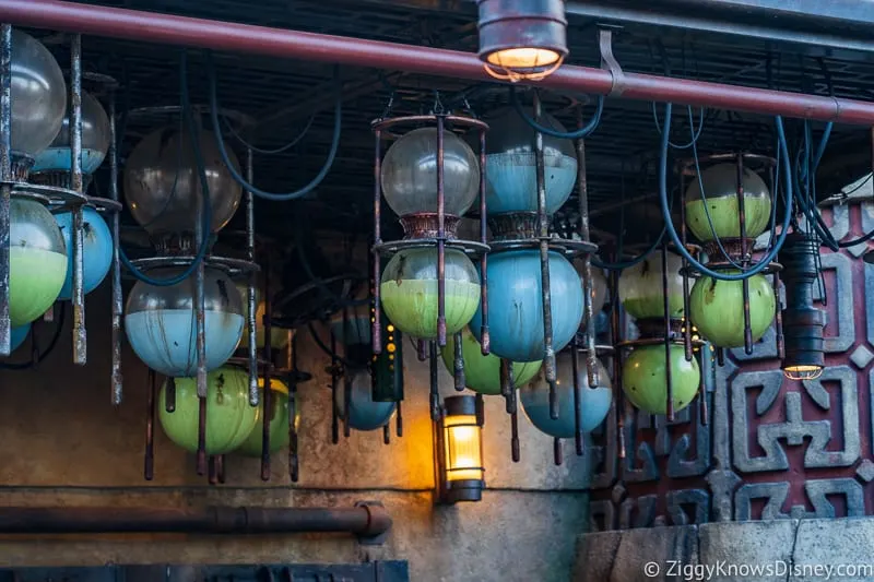 green and blue milk containers at milk stand in Star Wars Galaxy's Edge 