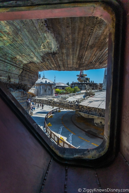 looking at the Millennium Falcon through a window