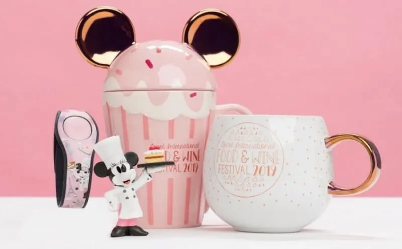 2019 Epcot Food and Wine Merchandise Rose Gold MagicBand and Cups