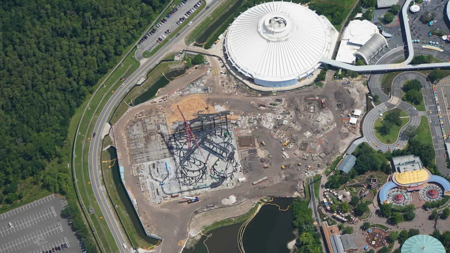 overhead view of TRON coaster site July 2019