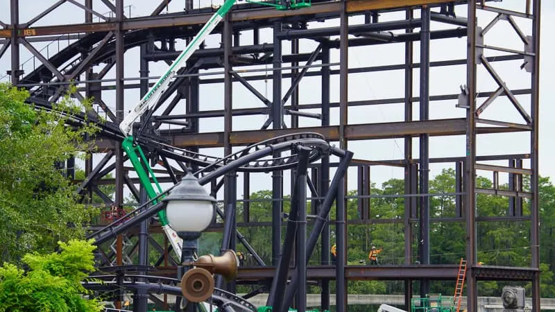 TRON Coaster update August 2019 track and show building