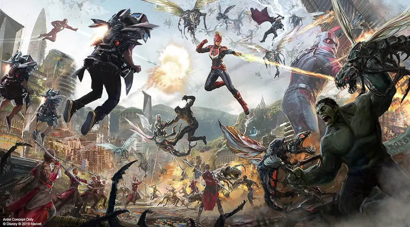 Avengers Ride Disney California Adventure concept art battle
