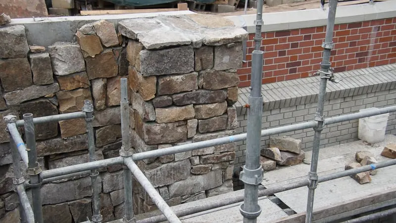 stone wall for Cinderella Castle walkway Magic Kingdom Update August 2019