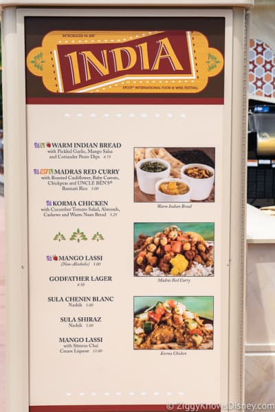 2019 Epcot Food and Wine Festival Menus India