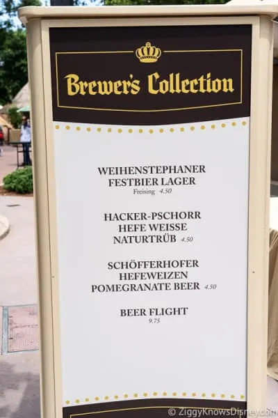 2019 Epcot Food and Wine Festival Menus Brewer's Collection