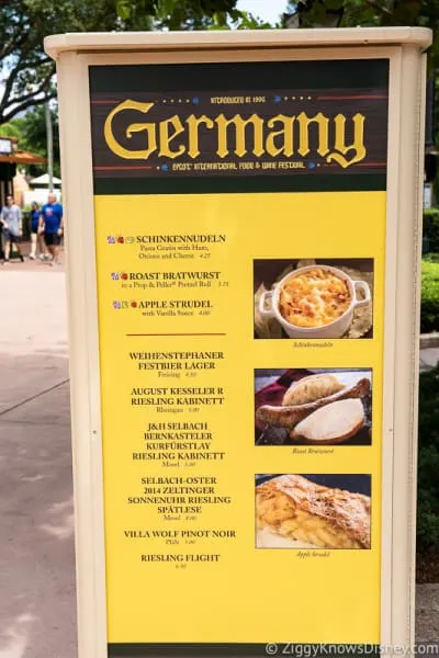 2019 Epcot Food and Wine Festival Menus Germany