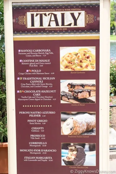 2019 Epcot Food and Wine Festival Menus Italy