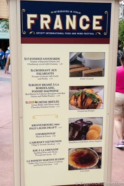 2019 Epcot Food and Wine Festival Menus France