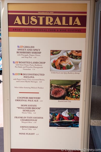 2019 Epcot Food and Wine Festival Menus Australia