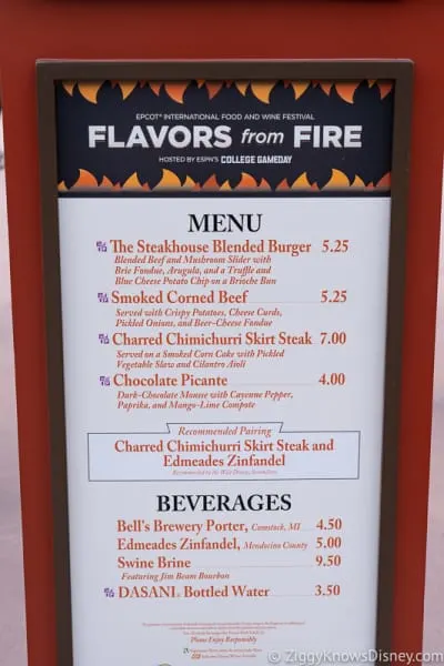 Epcot Food and Wine Menus 2019 Flavors from Fire