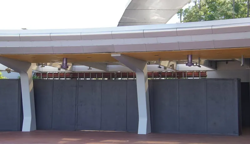 Fence under monorail Epcot Entrance construction October 2019