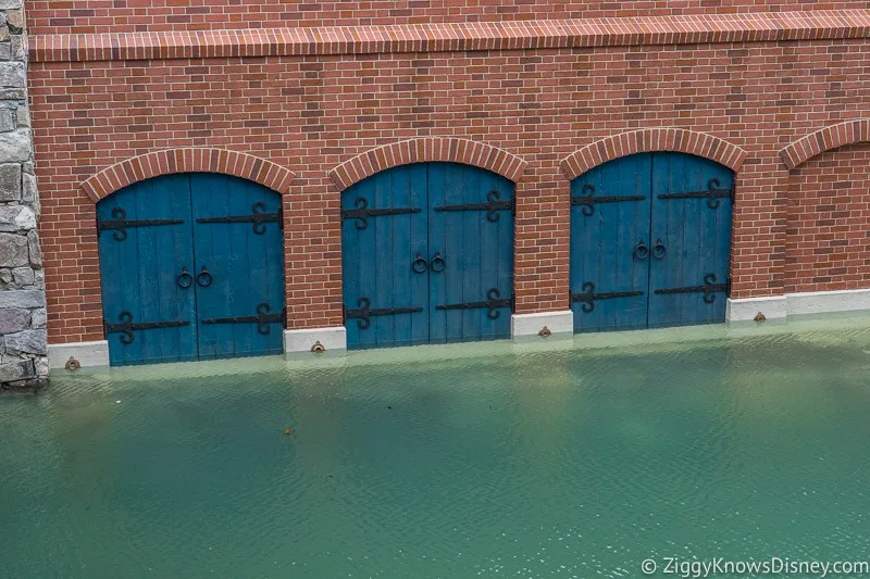 Cinderella Castle Moat Filled in Magic Kingdom blue doors