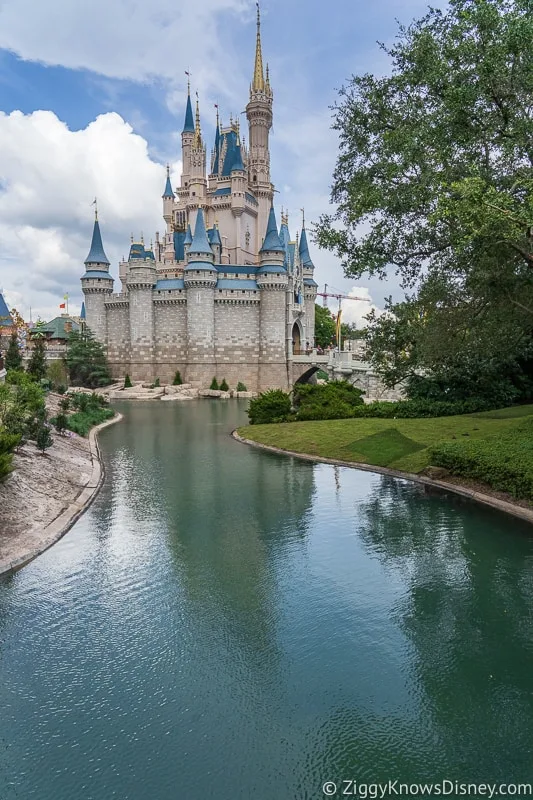 Cinderella Castle Moat Filled in Magic Kingdom side view