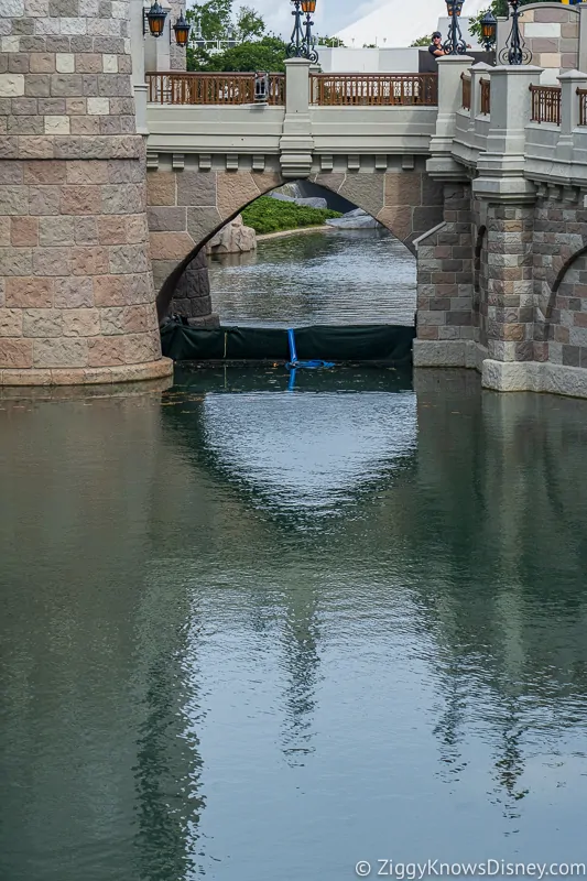 Cinderella Castle Moat Filled in Magic Kingdom dam