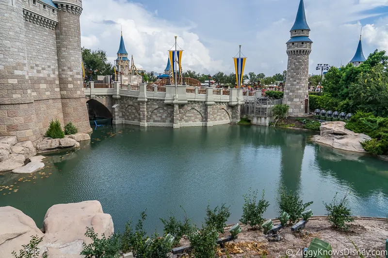 Cinderella Castle Moat Filled in Magic Kingdom next to Cinderella Castle