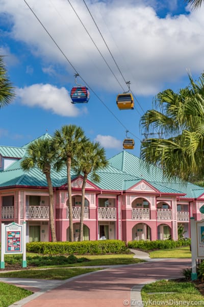 Disney Skyliner over Caribbean Beach Resort