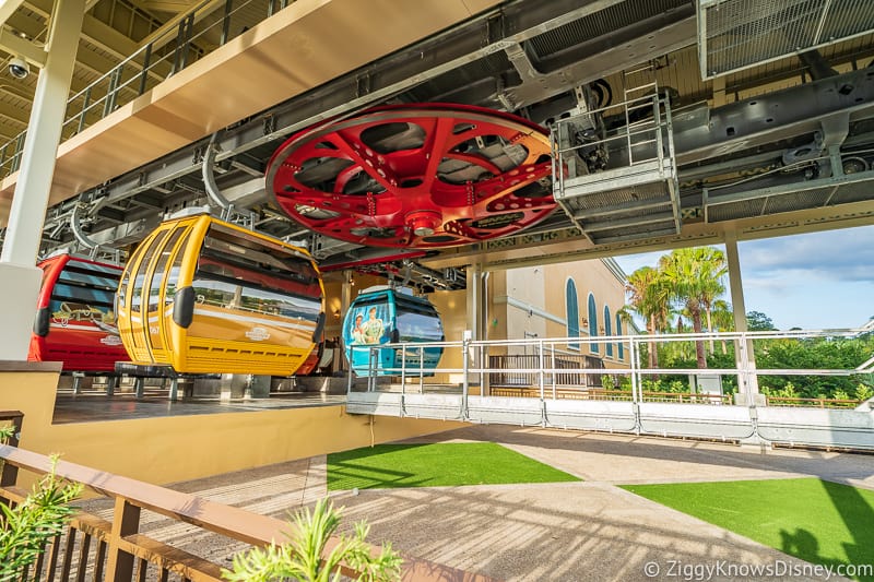 Disney Skyliner Gondola Stations Caribbean Beach Resort landing and leaving