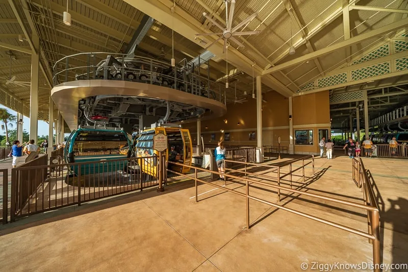 Disney Skyliner Gondola Stations Caribbean Beach Resort assisted guest loading