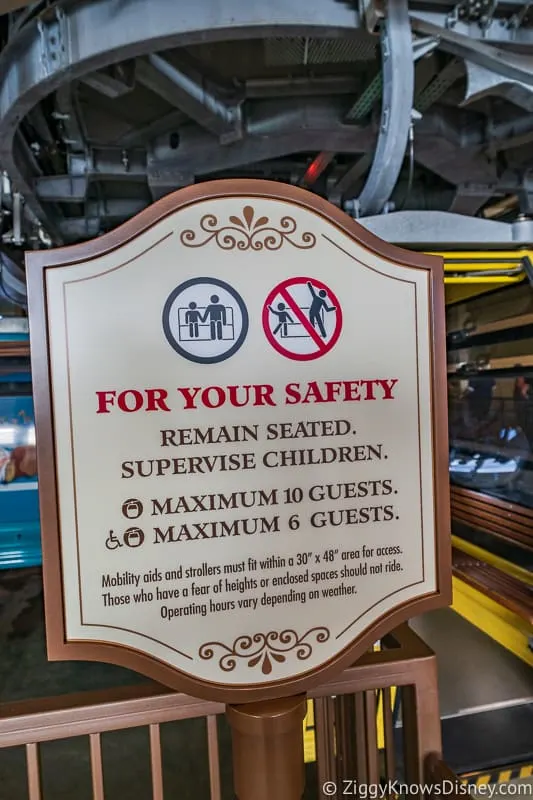 Disney Skyliner Gondola Stations Caribbean Beach Resort safety sign