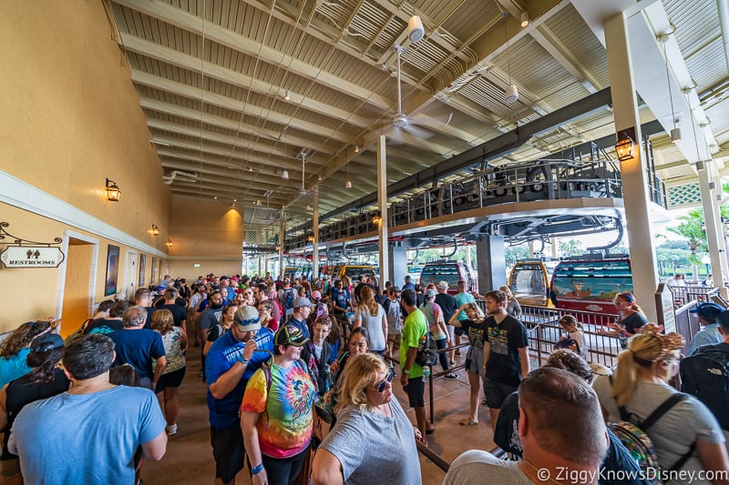 Disney Skyliner Gondola Caribbean Beach Resort Epcot Queue