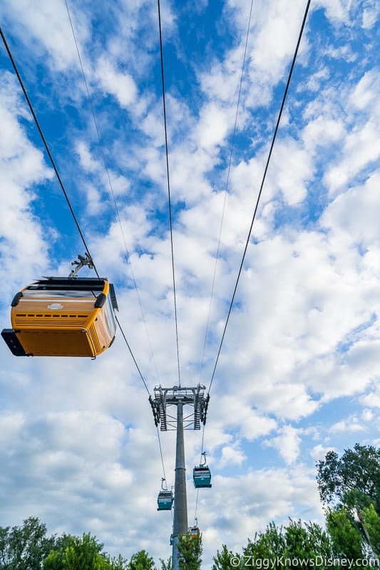 Disney Skyliner Gondola Stations Caribbean Beach Resort cable cars high above