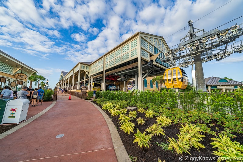 walking the path to Disney Skyliner Gondola Stations Caribbean Beach Resort