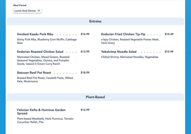 Docking Bay 7 menu name change in Disneyland