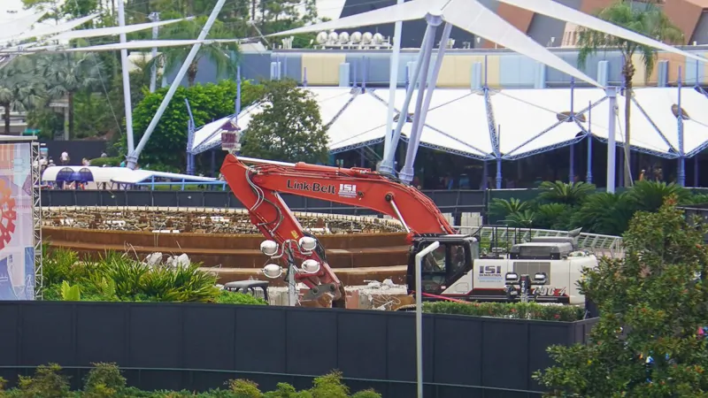 bulldozers at fountain of nations epcot