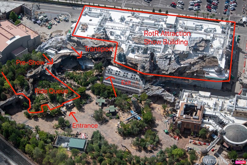 Map of Star Wars Rise of the Resistance ride layout