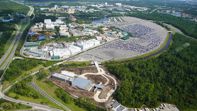 aerial of the Star Wars hotel under construction October 2019