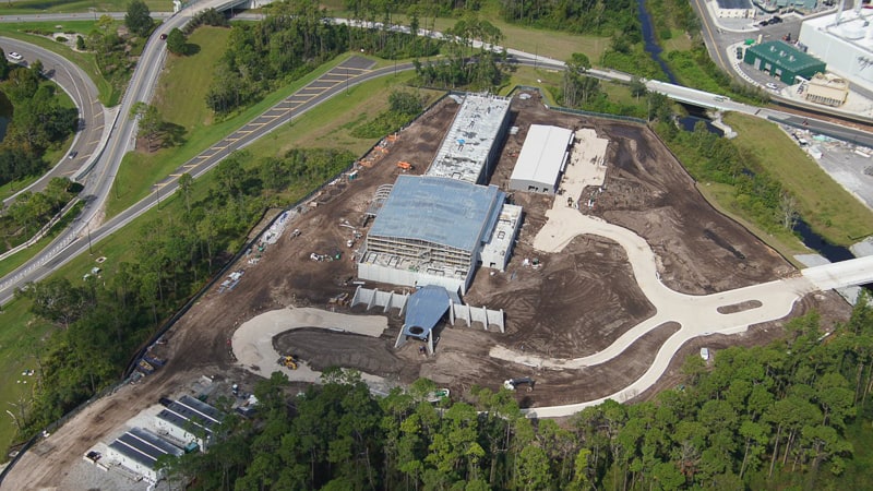 aerial of Star Wars hotel entrance view under construction October 2019
