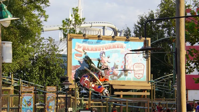 View of 3 magic kingdom coaster from Fantasyland