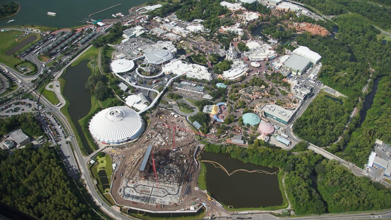 aerial photo Tron Roller Coaster construction update October 2019