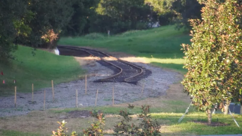 railroad tracks for Walt Disney World Railroad Tron Roller Coaster construction update October 2019