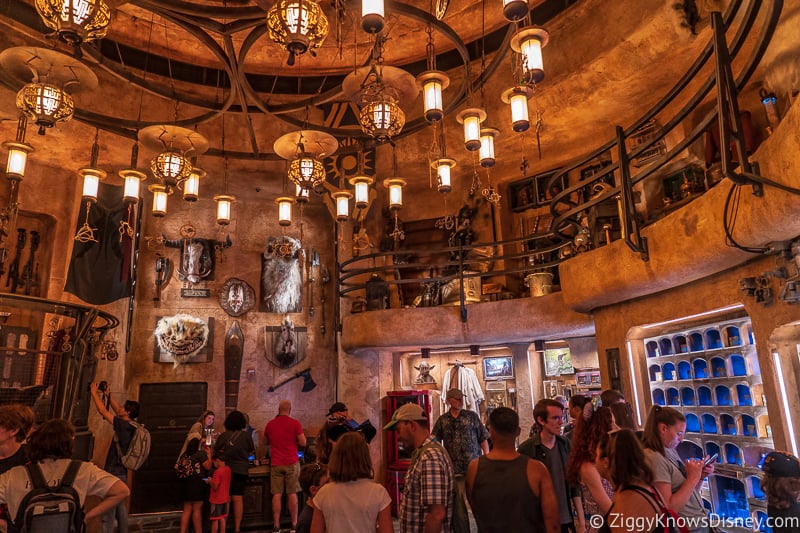 rare artifacts on the walls of Dok Ondar's Den of Antiquities Galaxy's Edge