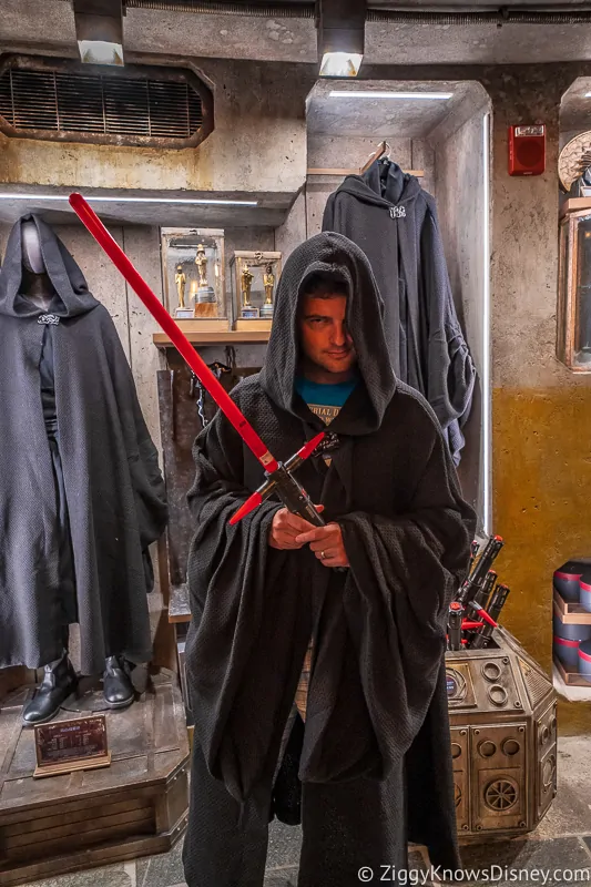 Dok Ondar's Den of Antiquities Merchandise trying on a Sith robe
