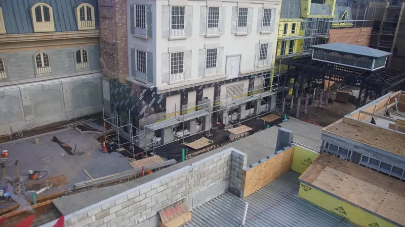 paving the street in New France pavilion construction update December 2019