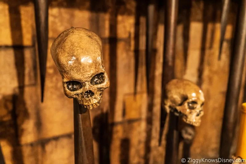 skulls in the Indiana Jones Adventure queue Disneyland