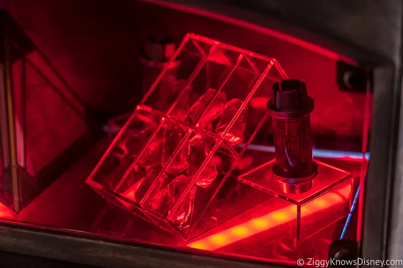 close up of Red Kyber Crystal in Dok Ondar's Den of Antiquities Galaxy's Edge