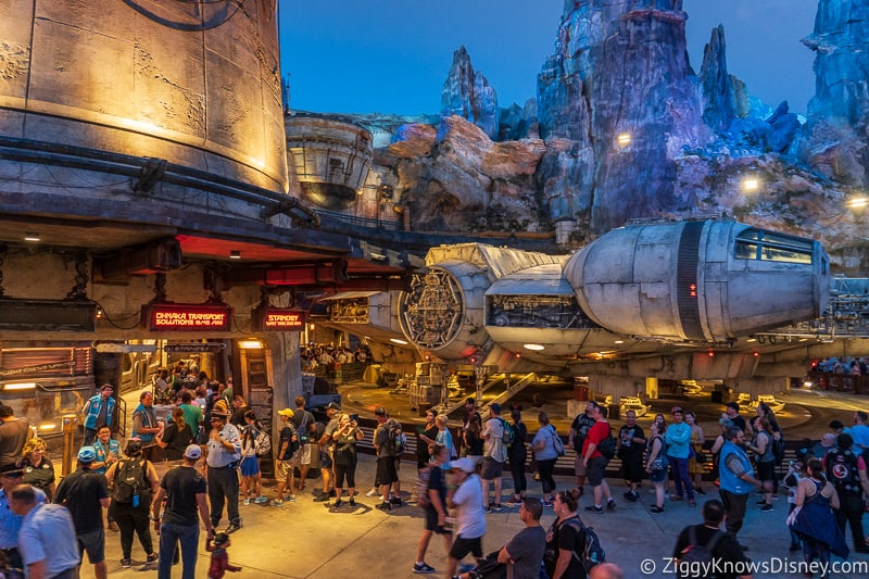 Millennium Falcon Smuggler's Run ride entrance night