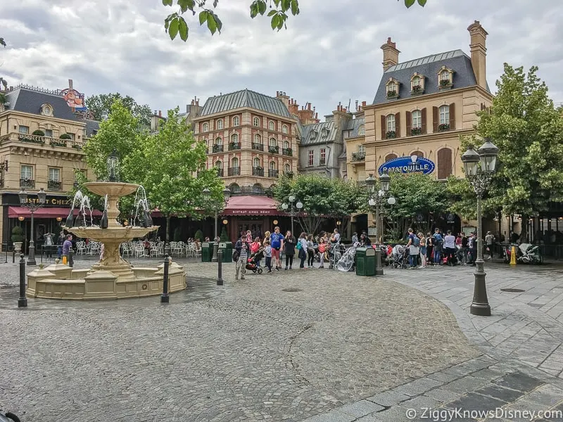 courtyard outside Ratatouille attraction in Walt Disney Studios Disneyland Paris