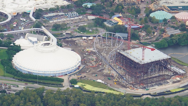 view from the sky of TRON roller coaster update November 2019