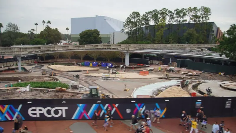 Epcot Entrance plaza from monorail Construction Update December 2019